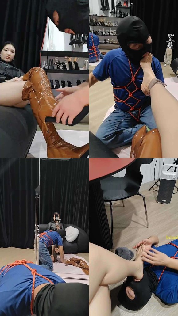 【猫爷】脚趾玩狗舌/长靴丝袜裸足舔