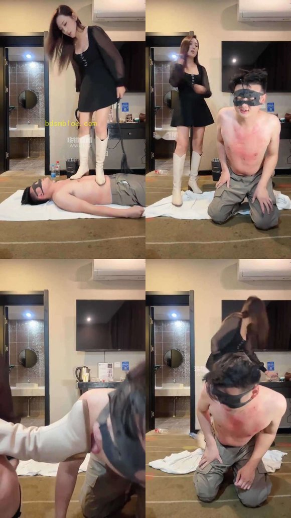 【妙可】调教 长靴暴力踹踢 狠踩口水喂食