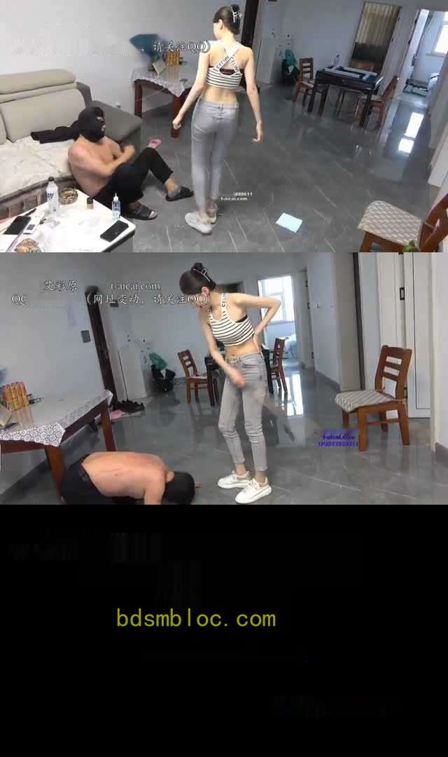 【艾琳】运动鞋暴力踢踹 狠跺狗头 藤条狂抽