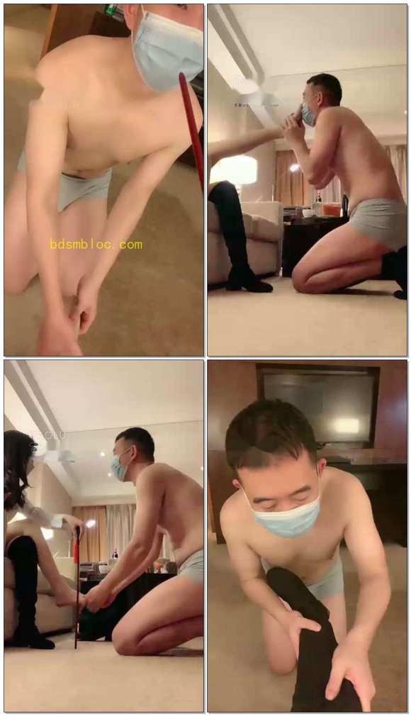 【梦涵】调教舔脚踢裆鞭打