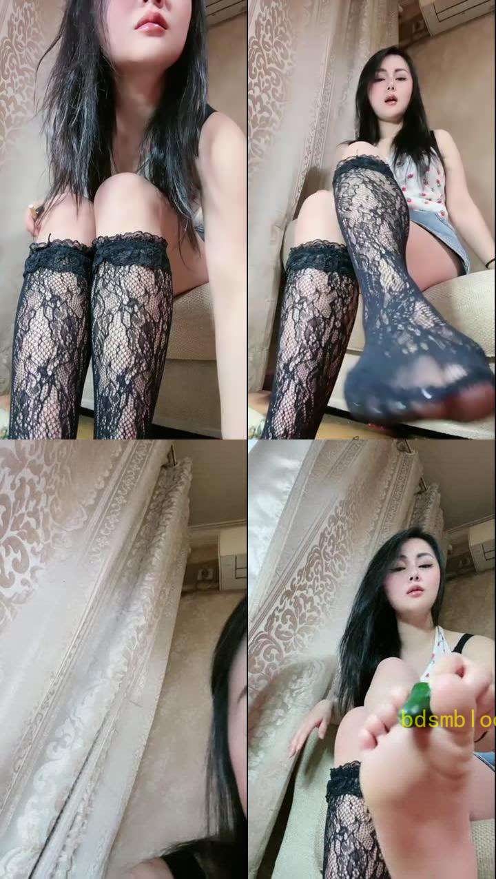 【艾丝冷】蕾丝袜裸足美脚寸止红绿灯