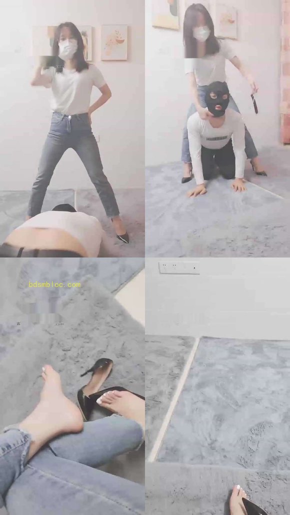 【灵竹女主】惩罚下贱废物苟，钻跨遛狗锁喉