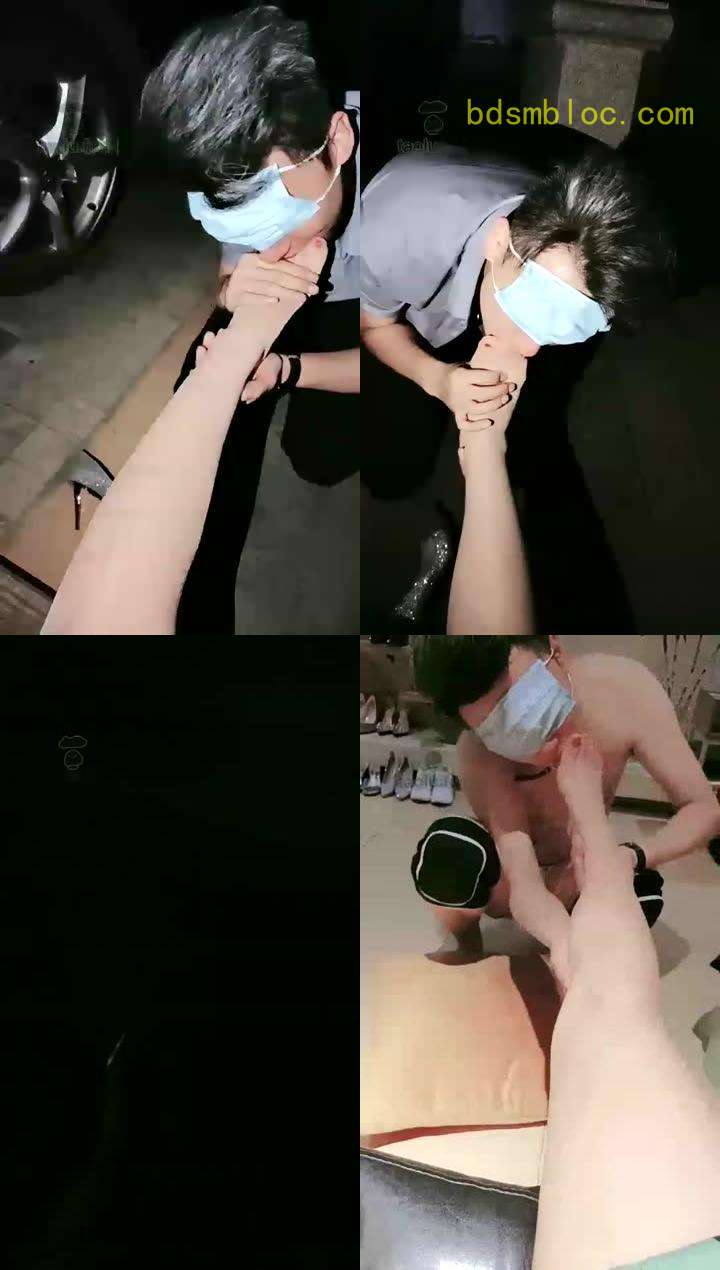 【林夕女王】户外楼下小区玩狗舔脚，喝圣水，圣水洗脸